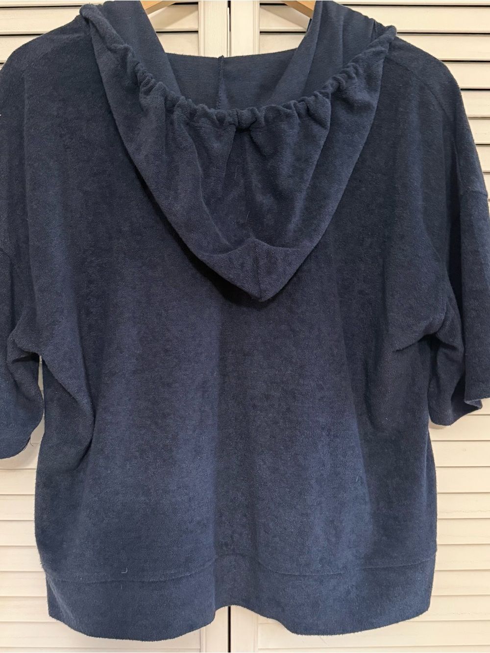 C&C California Navy Terry Short Sleeve Half-Zip Hooded Pullover - Picture 4 of 8